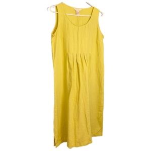 Outfit JPR LIME GREEN 100% Linen pin tuck sleeveless shift dress oversized Small